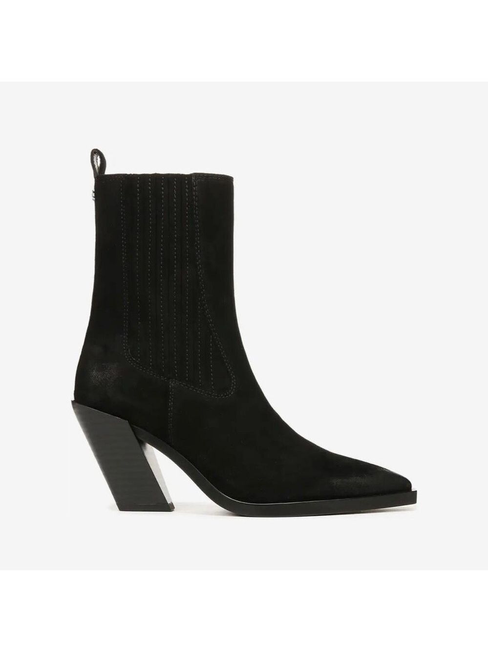 Sam Edelman Mandey Western Ankle Booties in Black Suede - new